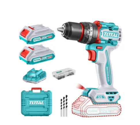 [SPF3831] TALADRO INALAMBRICO PERCUTOR 1/2 20V 55NM INCLUYE 2 BATERIA DE 2.0AH, CARGADOR,47 ACCESORIOS,3 BROCAS CONCRETO INDUSTRIAL SUPER TOTAL (UTIDLI20558)
