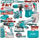 COMBO INALAMBRICO 20V TALADRO PERCUTOR 1/2" 86NM + PULIDORA 4-1/2" 1200W + TALADRO ROTOMARTILLO SDS PLUS 1-1/8" 4.5 JULES + 2 BATERIAS 5.0AH + CARGADOR 4.0AH INCLUYE ACCESORIOS INDUSTRIAL SUPER TOTAL (UTOSLI251195)
