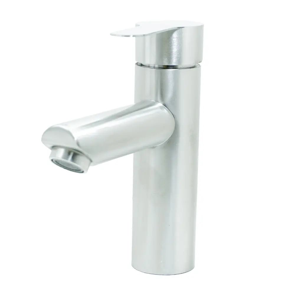 [SPF0329] LLAVE LAVAMANOS MONOCONTROL ACERO INOXIDABLE REDONDA SATINADA BAJA 18CM UDUKE HT2036