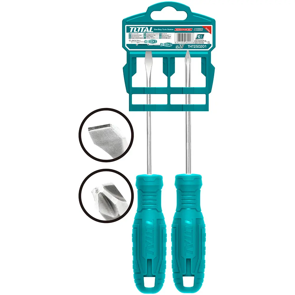 DESTORNILLADOR 1/4X5 CROMO VANADIUM JUEGO X 2 PZS TOTAL THTDC250201