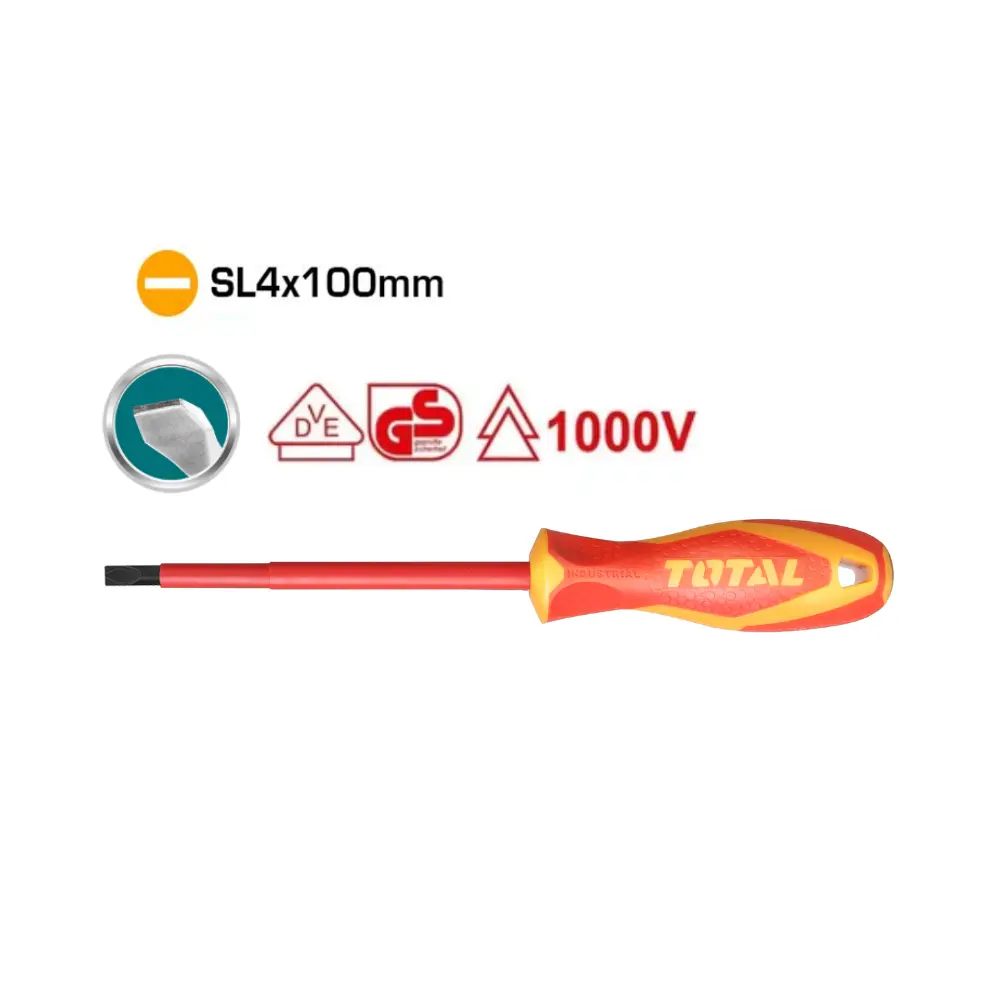 DESTORNILLADOR AISLADO 1000V INDUSTRIAL 4" AMARILLO - ROJO TOTAL THTIS4100