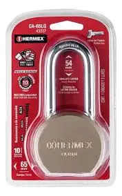 CANDADO ACERO GANCHO LARGO 65MM LLAVE PUNTOS HERMEX 43337