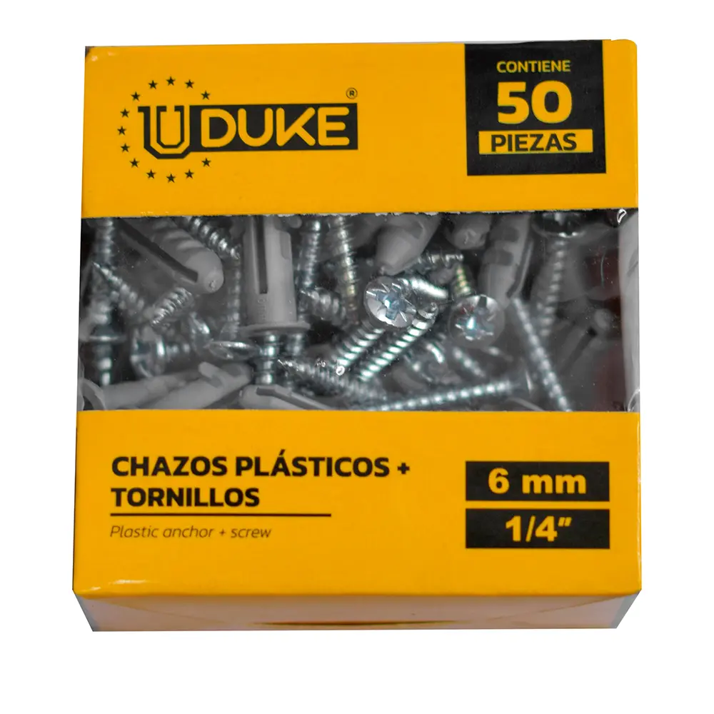 CHAZO PLASTICO CON TORNILLO 1/4 X 50UNDS HT1238
