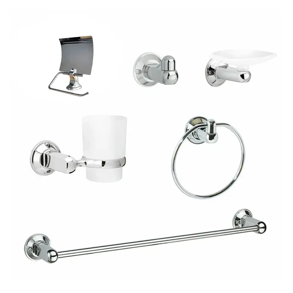 KIT ACCESORIOS PARA BAÑO X 6 PIEZAS CROMADO UDUKE HT2162