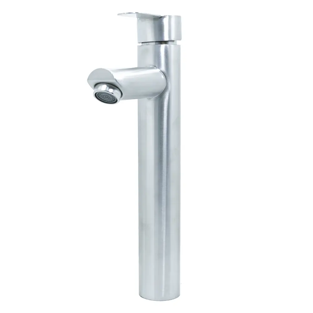 LLAVE LAVAMANOS MONOCONTROL ACERO INOXIDABLE REDONDA SATINADA ALTA 30 CM UDUKE HT2037