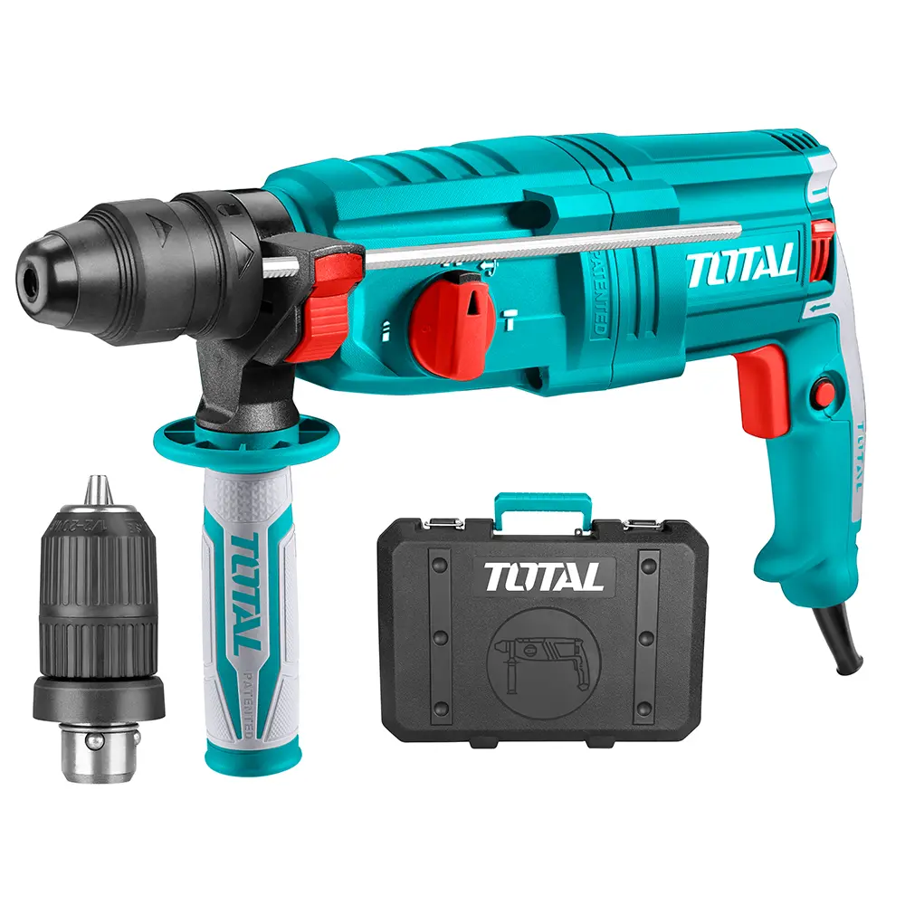 TALADRO ROTOMARTILLO SDS PLUS 800W 120V CAJA PLASTICA INCLUYE MANDRIL (3) BROCAS (2) CINCELES TOTAL UTH308268-2