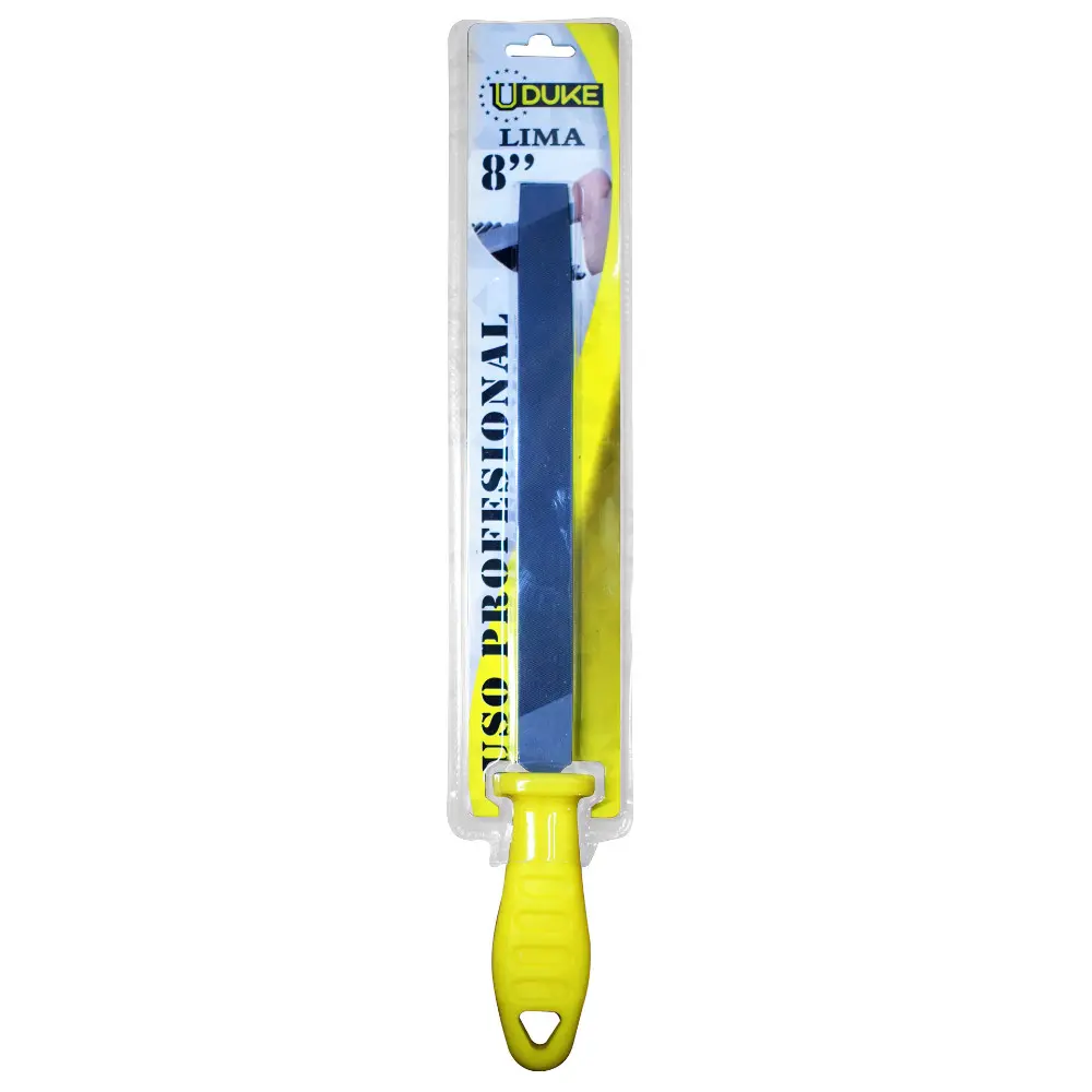 LIMA PLANA 8" CON MANGO AMARILLO EN BLISTER UDUKE HT90308