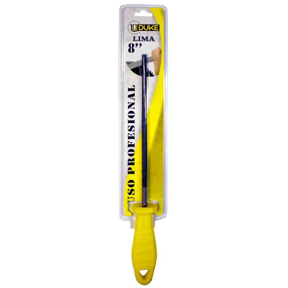 LIMA REDONDA 8" CON MANGO AMARILLO EN BLISTER UDUKE HT90310