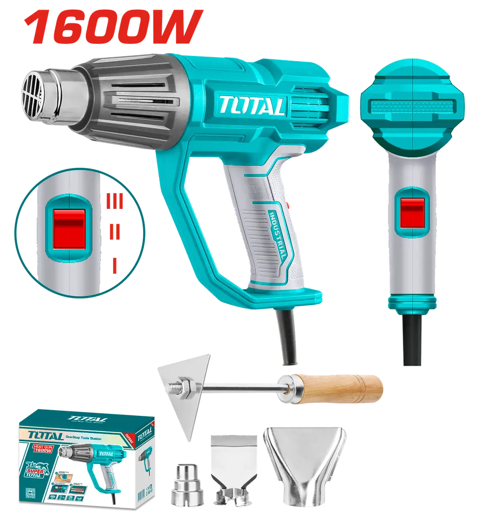 [SPF2524] PISTOLA CALOR 1600W INCLUYE 3 BOQUILLAS Y 1 RASCADOR INDUSTRIAL TOTAL UTB16078