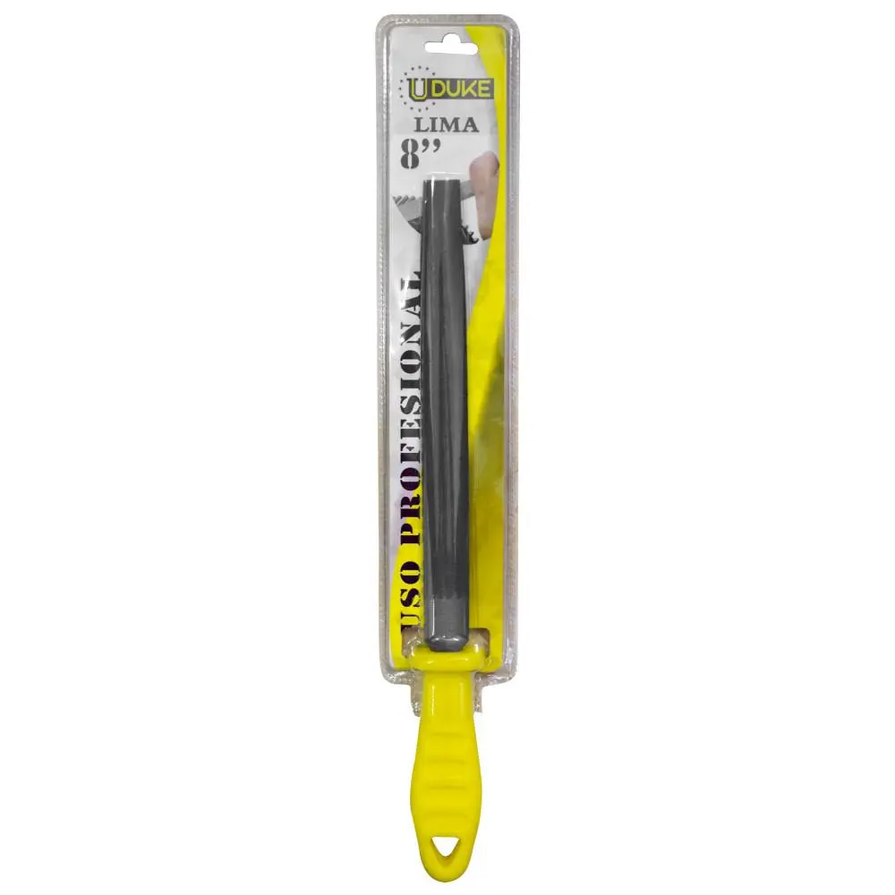 LIMA MEDIA CAÑA 8" CON MANGO AMARILLO EN BLISTER UDUKE HT90309