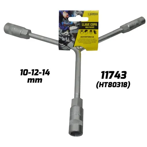 TRICETA LLAVE COPA EN Y CON CUADRANTE 10-12-14 MM UDUKE HT80318