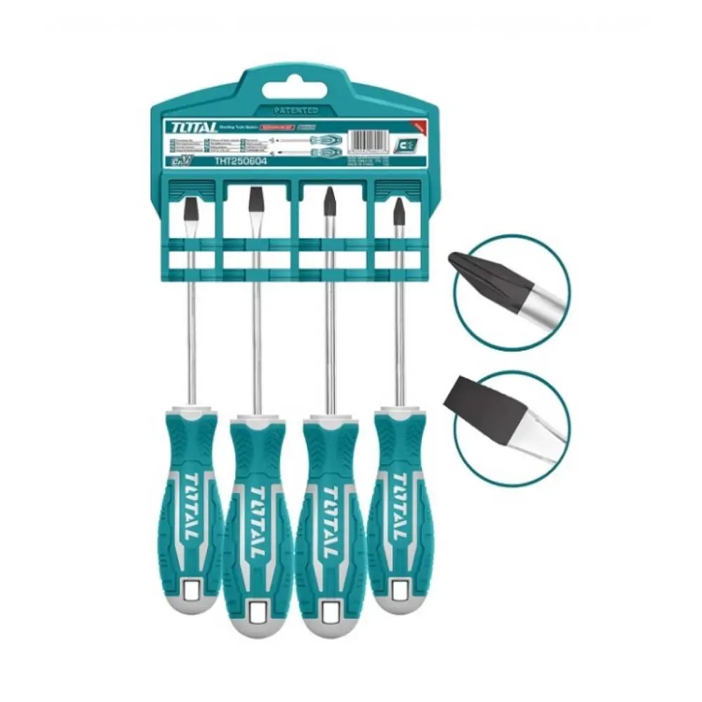 JUEGO DESTORNILLADORES X 4PCS PUNTA INMANTADA TOTAL THT250604