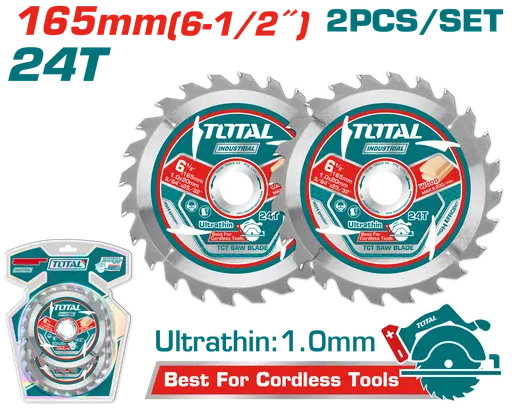DISCO CORTE MADERA 6 1/2" JUEGO X 2 UNIDADES INDUSTRIAL SUPER TOTAL TAC2331653