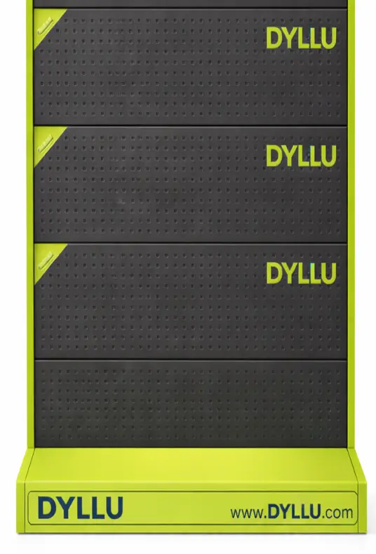 MATERIAL PUBLICITARIO (EXHIBIDOR KIT COMPLETO BANDEJAS Y PARALES DE 135CM) DYLLU 135X95X38
